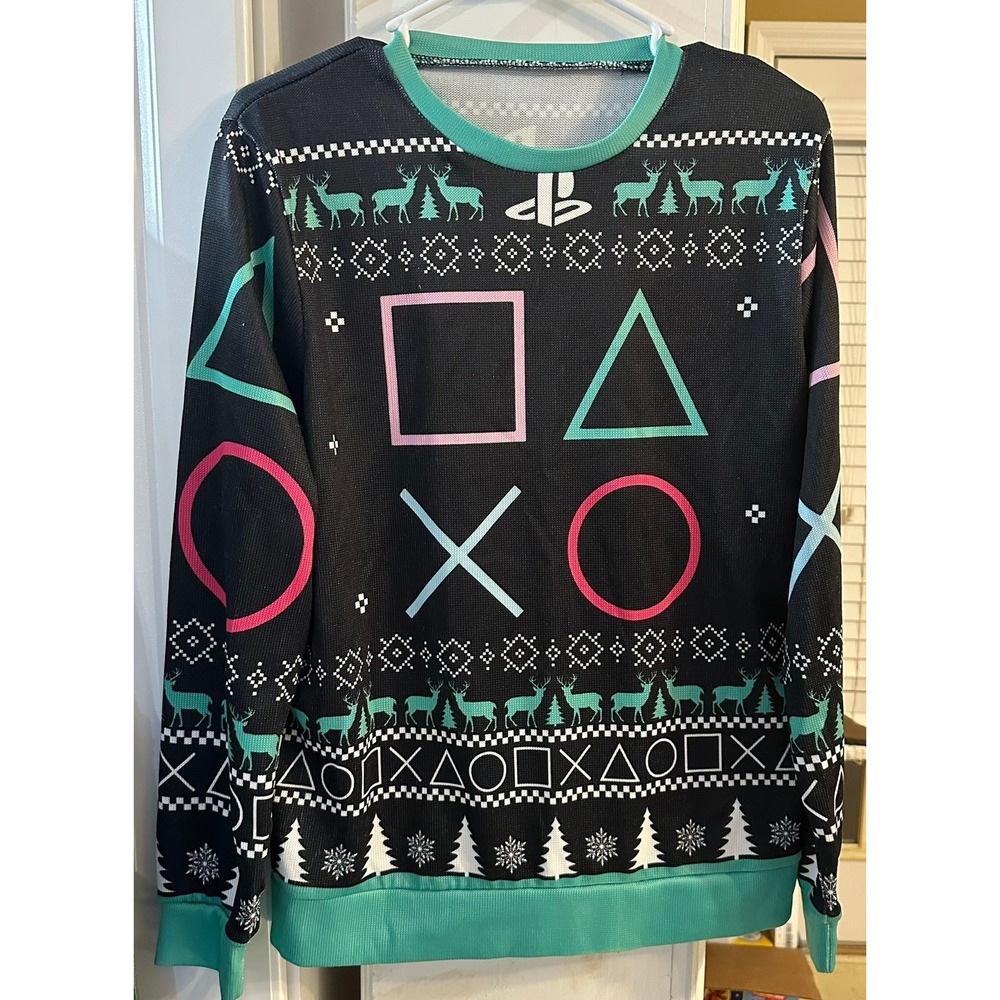 Playstation Ugly Christmas Sweater Long Sleeve‎ Crew Neck Size Medium